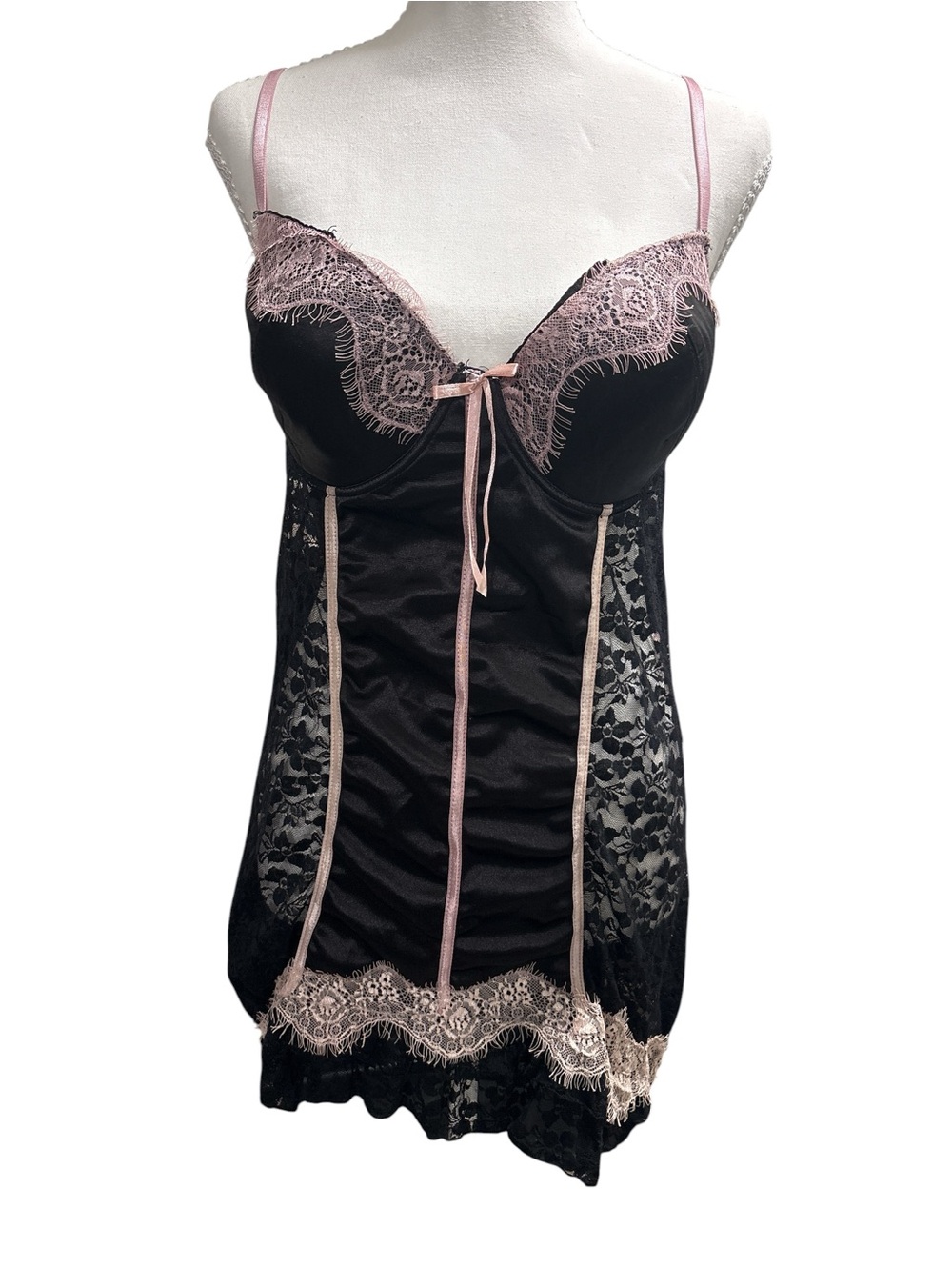 Black & Pink Lace Chemise Nightdress/Lingerie 42C
